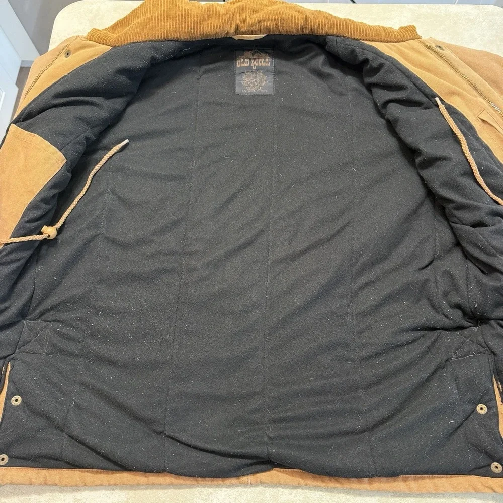 Old Mill Mens Insulated Duck Canvas Workwear Jacket Thinsulate Corduroy Collar M